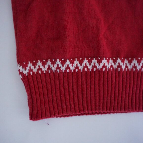 Dockers Red White Polar Bear Winter Cotton Chunky Knit Crewneck Sweater Large - Picture 8 of 10
